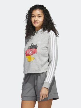 Adidas Germany Cropped Hoodie (Grey) Women's Size Small